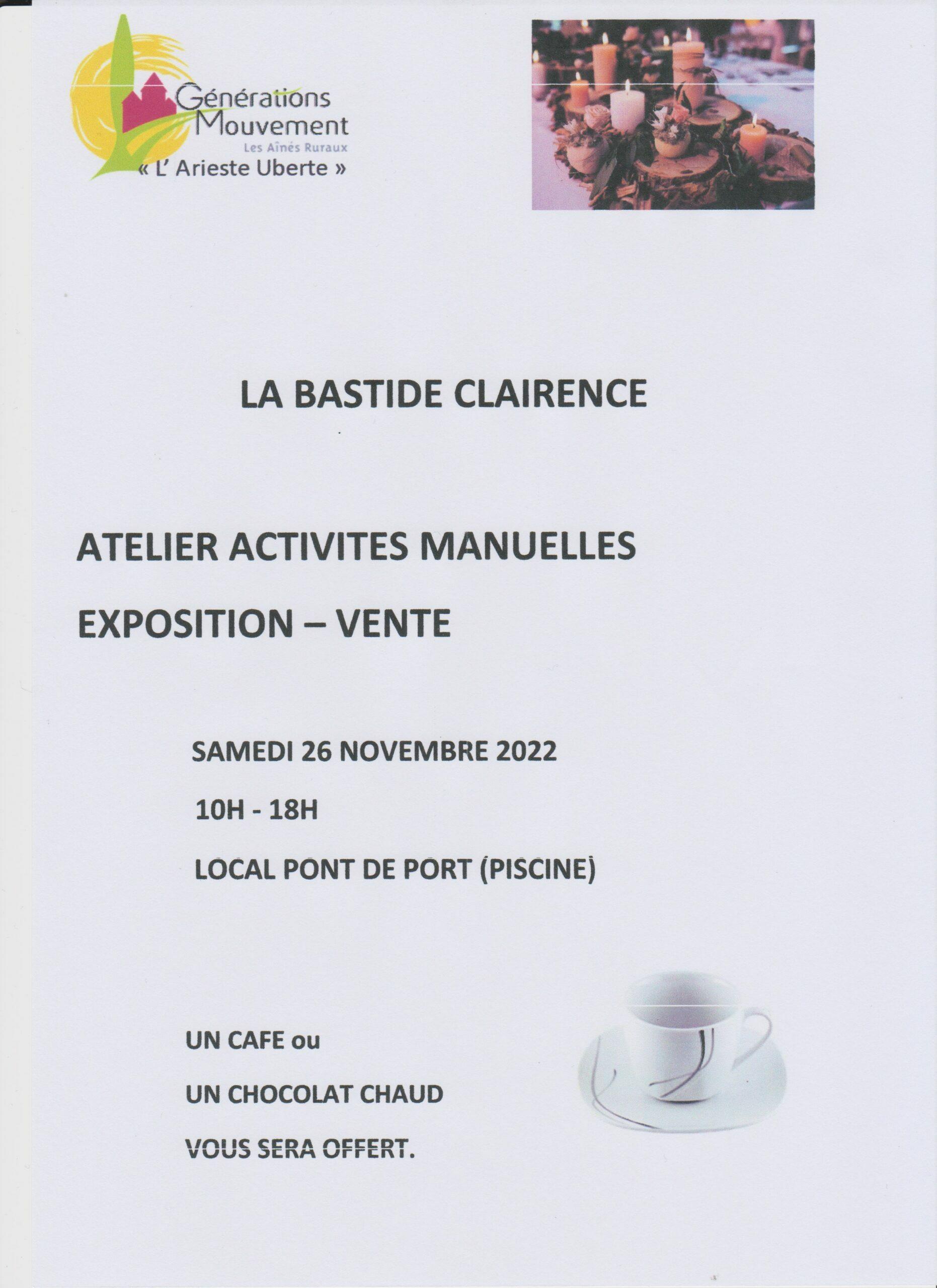 Atelier activités manuelles - Exposition - Vente avec l'association Arieste Uberte