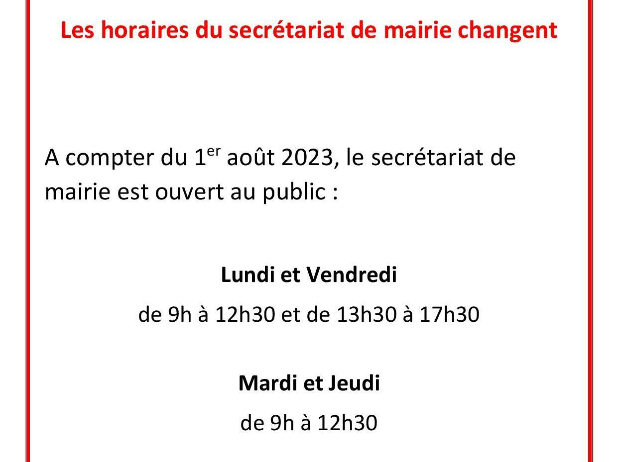 Horaires mairie